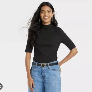 A New Day Elbow Sleeve Mock Turtleneck T-Shirt